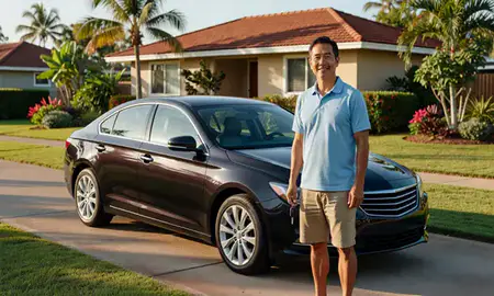 Car delivered to a driveway in Ocean Pointe, Hawaii, United States