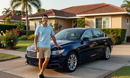 Customer with their delivered car in Pearl City, Hawaii, United States