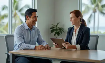 Customer discussing car shipping options in Pearl City, Hawaii, United States