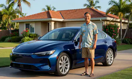 Car delivered to a driveway in Royal Kunia, Hawaii, United States
