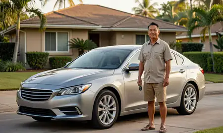 Car delivered to a driveway in Schofield Barracks, Hawaii, United States