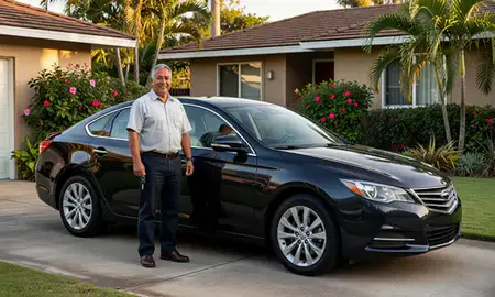 Car delivered to a driveway in Wahiawa, Hawaii, United States