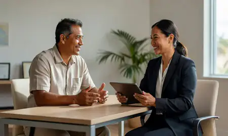 Customer discussing car shipping options in Waianae, Hawaii, United States