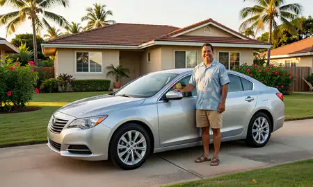Customer with their delivered car in Waihee-Waiehu, Hawaii, United States