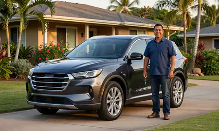 Car delivered to a driveway in Waihee-Waiehu, Hawaii, United States