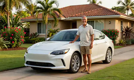 Customer with their delivered car in Wailuku, Hawaii, United States