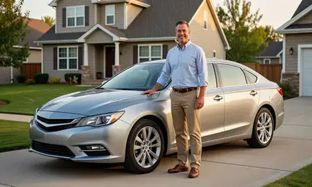 Customer with their delivered car in Idaho, United States