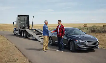 Vehicle owner beside their delivered car in Idaho, United States
