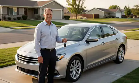 Car delivered to a driveway in Ammon, Idaho, United States