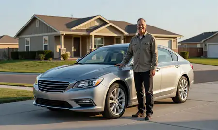 Customer with their delivered car in Blackfoot, Idaho, United States