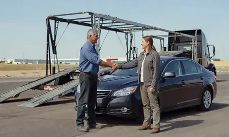 Vehicle owner beside their delivered car in Blackfoot, Idaho, United States