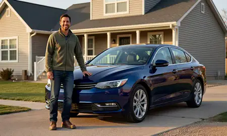 Customer with their delivered car in Boise, Idaho, United States