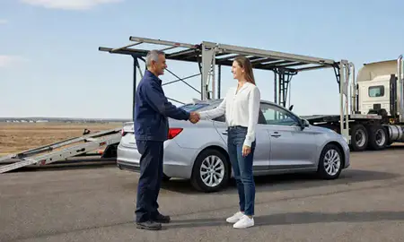 Vehicle owner beside their delivered car in Boise, Idaho, United States
