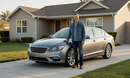 Customer with their delivered car in Burley, Idaho, United States