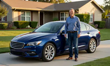 Car delivered to a driveway in Burley, Idaho, United States