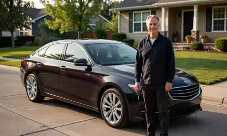 Car delivered to a driveway in Coeur d'Alene, Idaho, United States