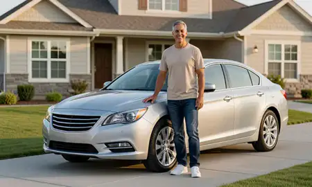 Customer with their delivered car in Eagle, Idaho, United States