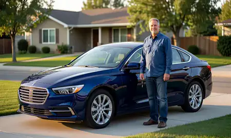 Car delivered to a driveway in Eagle, Idaho, United States