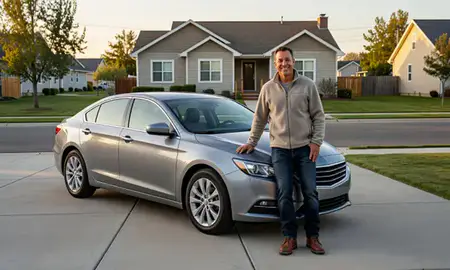 Customer with their delivered car in Emmett, Idaho, United States