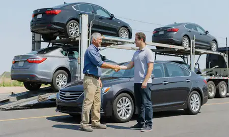 Vehicle owner beside their delivered car in Emmett, Idaho, United States
