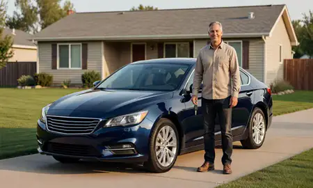Car delivered to a driveway in Fruitland, Idaho, United States