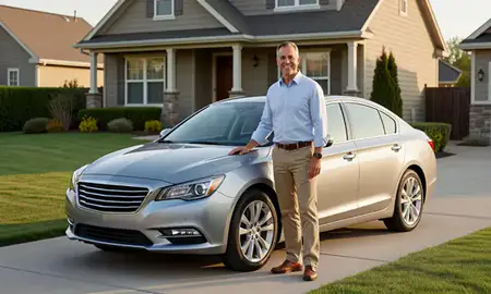 Customer with their delivered car in Garden City, Idaho, United States
