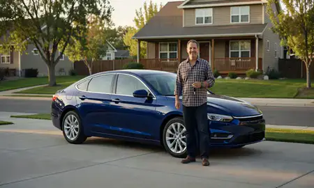 Car delivered to a driveway in Hailey, Idaho, United States