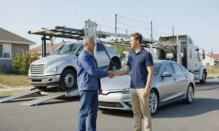 Vehicle owner beside their delivered car in Hailey, Idaho, United States