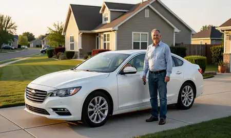 Car delivered to a driveway in Hayden, Idaho, United States