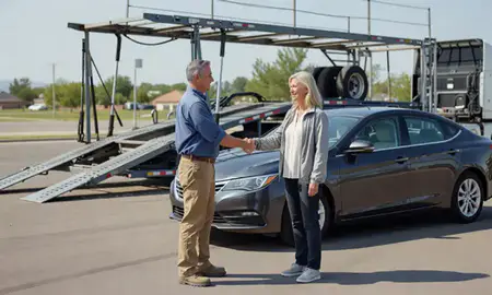 Vehicle owner beside their delivered car in Hayden, Idaho, United States