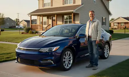 Car delivered to a driveway in Idaho Falls, Idaho, United States