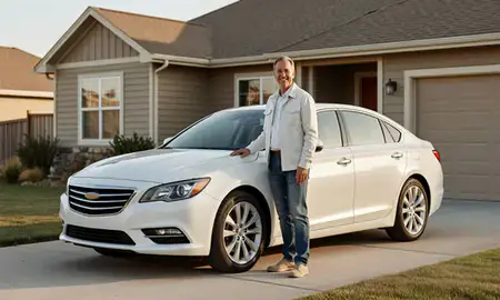 Customer with their delivered car in Lewiston, Idaho, United States
