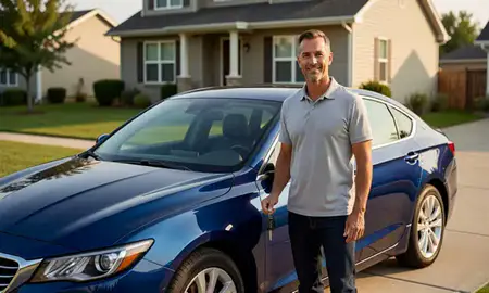 Car delivered to a driveway in Lewiston, Idaho, United States