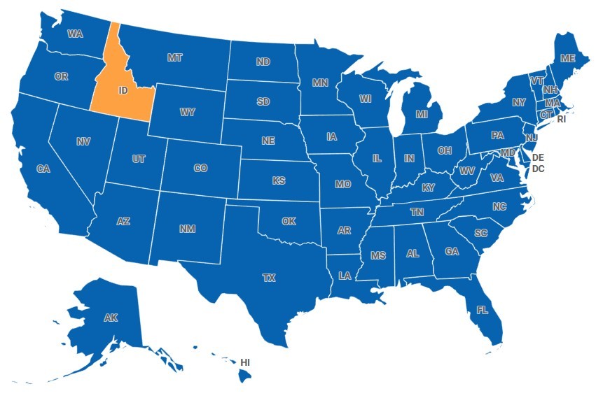 Map of Idaho, USA