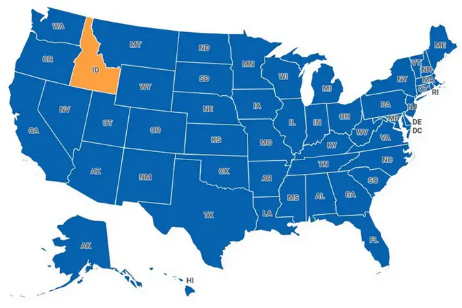 Map of Idaho, United States