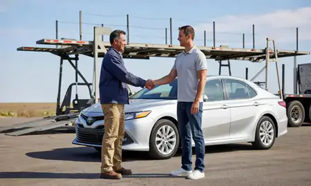 Vehicle owner beside their delivered car in Meridian, Idaho, United States