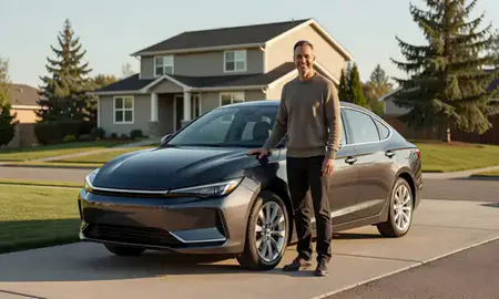 Customer with their delivered car in Moscow, Idaho, United States