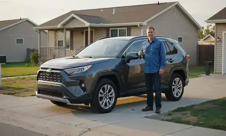 Car delivered to a driveway in Mountain Home, Idaho, United States