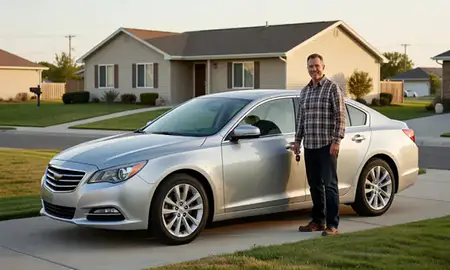 Car delivered to a driveway in Nampa, Idaho, United States