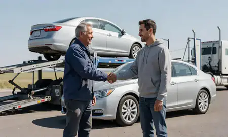 Vehicle owner beside their delivered car in Payette, Idaho, United States