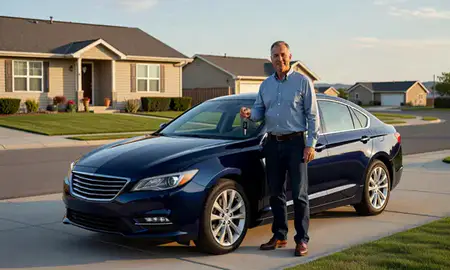 Car delivered to a driveway in Pocatello, Idaho, United States