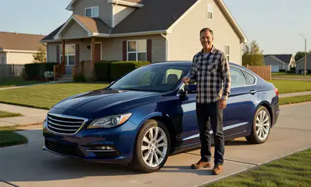 Car delivered to a driveway in Post Falls, Idaho, United States
