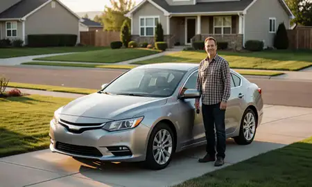 Car delivered to a driveway in Rathdrum, Idaho, United States