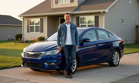 Customer with their delivered car in Rexburg, Idaho, United States