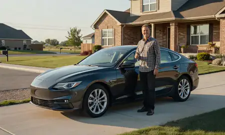 Car delivered to a driveway in Rexburg, Idaho, United States