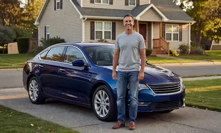 Customer with their delivered car in Sandpoint, Idaho, United States