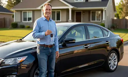 Car delivered to a driveway in Sandpoint, Idaho, United States