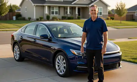 Car delivered to a driveway in Star, Idaho, United States
