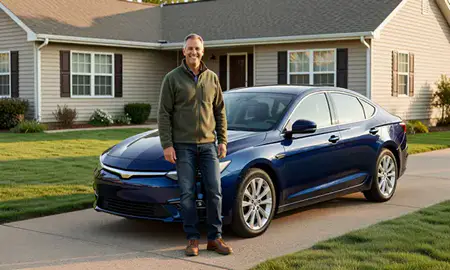 Customer with their delivered car in Illinois, United States