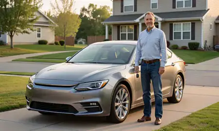 Car delivered to a driveway in Illinois, United States